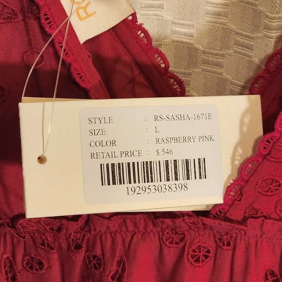 Deep Pink Lace Mini Dress Luxury Rare Coastal Cowgirl Embroidered - Picture 5 of 5